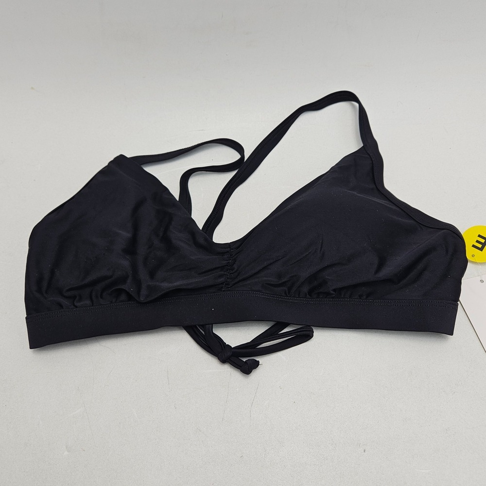 Body Glove Drew Bikini Top Women Size E Black Ruched V-Neck Swimwear 39506128D